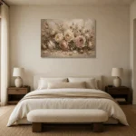 Antique Rose & Mushroom Beige Rose Wall Art Canvas Print showcased in an elegant minimalist interior