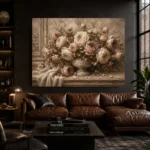 Antique Rose & Stone Urn Rose Wall Art Canvas Print - Image 4
