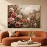 Antique Rose Walled Garden Rose Wall Art Canvas Print - Image 3