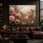 Antique Rose Walled Garden Rose Wall Art Canvas Print - Image 4
