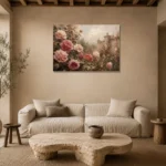 Antique Rose Walled Garden Rose Wall Art Canvas Print presented in a sophisticated home setting