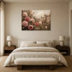 Antique Rose Walled Garden Rose Wall Art Canvas Print showcased in an elegant minimalist interior