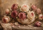 Antique Rose & Caramel Editorial Rose Wall Art Canvas Print