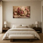 Antique Rose & Caramel Editorial Rose Wall Art Canvas Print showcased in an elegant minimalist interior