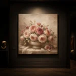 Antique Rose Stone Bowl Rose Wall Art Canvas Print - Image 7