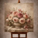 Antique Rose Stone Bowl Rose Wall Art Canvas Print - Image 10