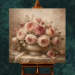 Antique Rose Stone Bowl Rose Wall Art Canvas Print - Image 11