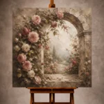 Antique Rose & Faded Sage Stone Arch Rose Wall Art Canvas Print - Image 10