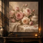 Antique Rose & Champagne Porcelain Rose Wall Art Canvas Print - Image 2