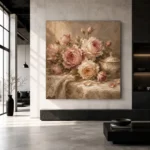 Antique Rose & Champagne Porcelain Rose Wall Art Canvas Print - Image 3