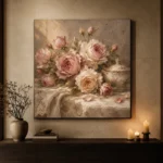 Antique Rose & Champagne Porcelain Rose Wall Art Canvas Print - Image 6
