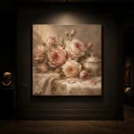 Antique Rose & Champagne Porcelain Rose Wall Art Canvas Print - Image 7