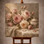 Antique Rose & Champagne Porcelain Rose Wall Art Canvas Print - Image 10
