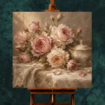 Antique Rose & Champagne Porcelain Rose Wall Art Canvas Print - Image 11