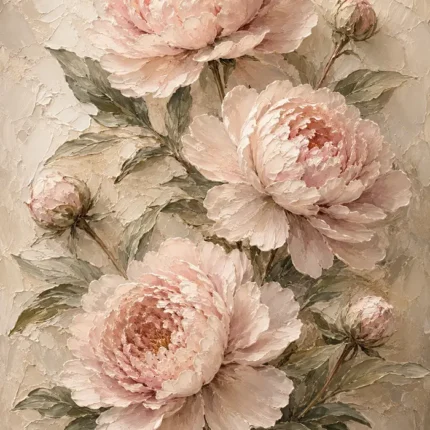 Blush & Cream Peony Wall Art Canvas Print