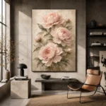 Blush & Cream Peony Wall Art Canvas Print - Image 3