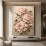 Blush & Cream Peony Wall Art Canvas Print - Image 4