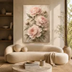 Blush & Cream Peony Wall Art Canvas Print - Image 9