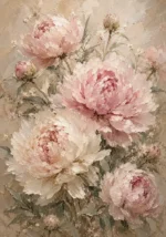 Blush Pink & Sage Peony Wall Art Canvas Print
