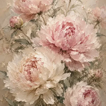 Blush Pink & Sage Peony Wall Art Canvas Print
