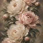 Blush & Deep Sage Cascading Peony Wall Art Canvas Print