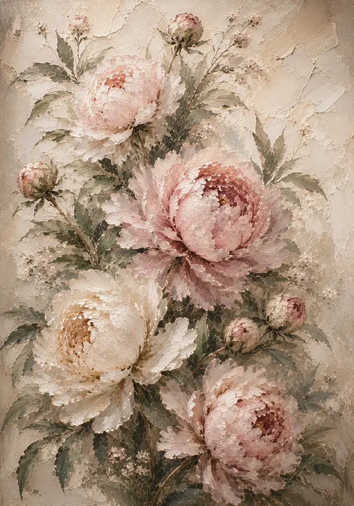 Blush Rose Conservatory Peony Wall Art Canvas Print