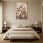 Blush Rose Conservatory Peony Wall Art Canvas Print showcased in an elegant minimalist interior