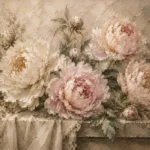 Blush & Cream Stone Ledge Peony Wall Art Canvas Print