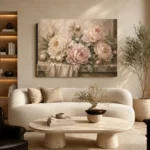 Blush & Cream Stone Ledge Peony Wall Art Canvas Print - Image 7