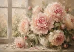 Blush & Cream Window Light Peony Wall Art Canvas Print