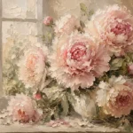 Blush & Cream Window Light Peony Wall Art Canvas Print
