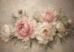 Blush Pink & Greige Sculptural Peony Wall Art Canvas Print