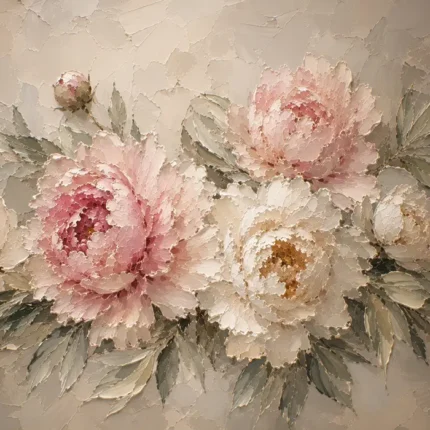 Blush Pink & Greige Sculptural Peony Wall Art Canvas Print