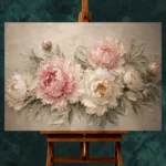 Blush Pink & Greige Sculptural Peony Wall Art Canvas Print - Image 2
