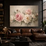 Blush Pink & Greige Sculptural Peony Wall Art Canvas Print - Image 4