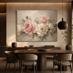 Blush Pink & Greige Sculptural Peony Wall Art Canvas Print - Image 5