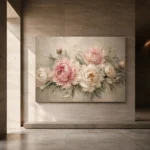 Blush Pink & Greige Sculptural Peony Wall Art Canvas Print - Image 6