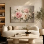 Blush Pink & Greige Sculptural Peony Wall Art Canvas Print - Image 7