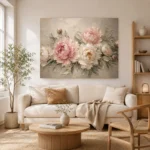 Blush Pink & Greige Sculptural Peony Wall Art Canvas Print - Image 8