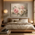 Blush Pink & Greige Sculptural Peony Wall Art Canvas Print - Image 9