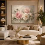 Blush Pink & Greige Sculptural Peony Wall Art Canvas Print - Image 10