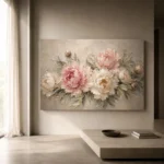 Blush Pink & Greige Sculptural Peony Wall Art Canvas Print - Image 11