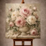 Cream & Blush Stone Vessel Peony Wall Art Canvas Print - Image 10
