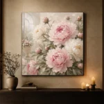 Blush Pink & Pale Stone Conservatory Peony Wall Art Canvas Print - Image 6
