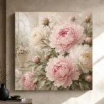 Blush Pink & Pale Stone Conservatory Peony Wall Art Canvas Print - Image 9
