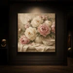 Creamy Ivory & Dusty Blush Still Life Peony Wall Art Canvas Print - Image 7