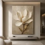 Ivory & Taupe Magnolia Flower Wall Art Canvas Print - Image 4