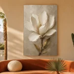 Ivory & Taupe Magnolia Flower Wall Art Canvas Print - Image 6