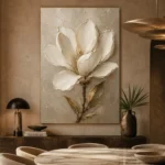 Ivory & Taupe Magnolia Flower Wall Art Canvas Print - Image 7