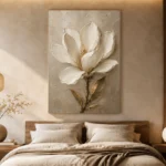 Ivory & Taupe Magnolia Flower Wall Art Canvas Print - Image 8